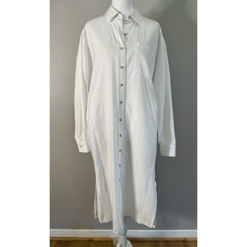 Universal Thread Coastal Minimalist White Cotton Shirt‎ Dress Oversized XS